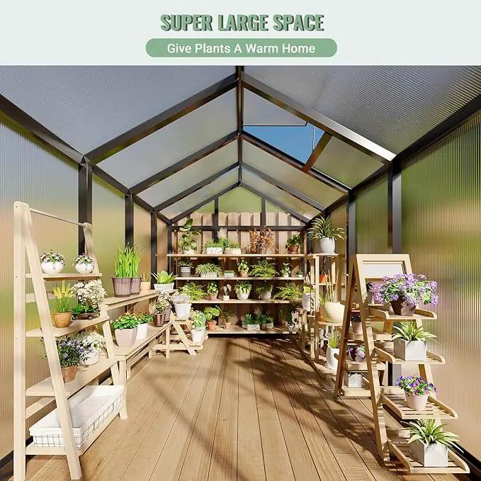 6 x 8 FT Greenhouse, Greenhouses for Outside, Polycarbonate Greenhouse with Aluminum Frame, Lockable Door and Ajustable Roof Vent for Backyard, Green Houses for Outside Garden Backyard, Patio by GreenHaven Gardens