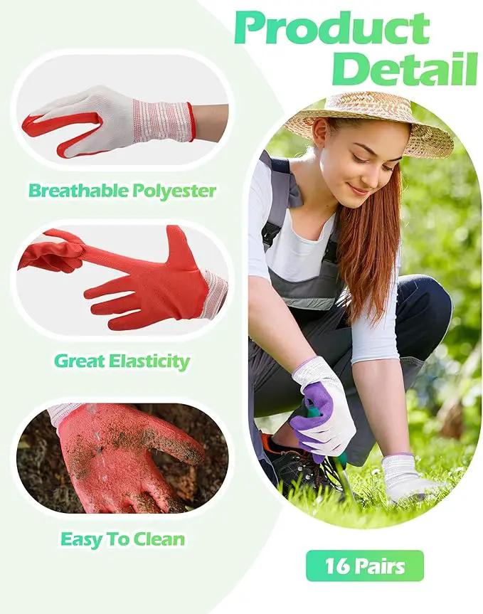 Irenare 16 Pairs Gardening Gloves Bulk for Women Breathable Rubber Coated Yard Garden Gloves Outdoor Protective with Grip by GreenHaven Gardens