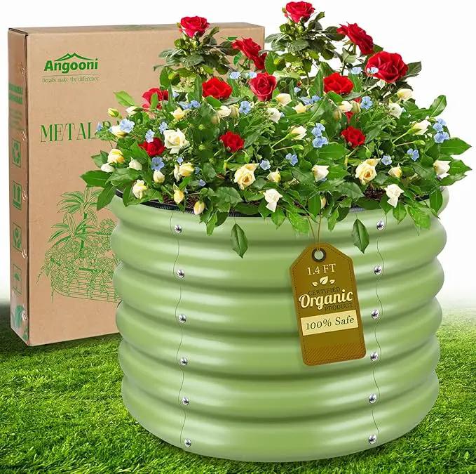 2x2x1.4ft Galvanized Raised Garden Bed, Deep Metal Garden Bed, Matcha Green Raised Garden Beds Outdoor, Raised Planter Box Kit for Vegetables, Flowers, Fruits by GreenHaven Gardens