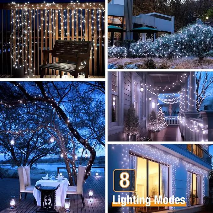 2-Pack Solar String Lights Outdoor, 160LED 66FT Solar Fairy Lights Waterproof 8 Modes Copper Wire Solar Powered Twinkle Lights for Outside Garden Patio Tree Christmas Wedding Party Decor (Cool White) by GreenHaven Gardens