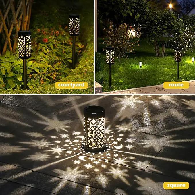 Solar Pathway Lights 6 Pack Star Moon Solar Lights Waterproof Garden Light for Yard Lawn Path Patio Outdoor Decor Gifts Warm White (Modern) by GreenHaven Gardens