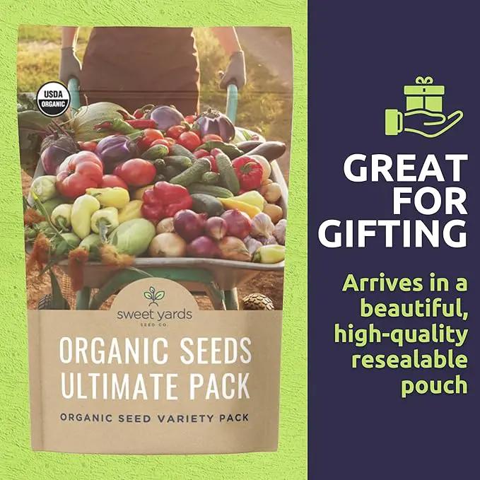Organic Seeds Ultimate Variety Pack - 60 Individual Packs - 2025 Season - Geonvese Basil, Nantes Carrot, Roquette Arugula and More! for Indoor & Outdoor Planting (Non-GMO, Certified Organic) by GreenHaven Gardens