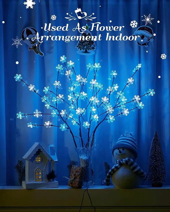 Brightown Snowflake Pathway Lights, 4 Packs Christmas Yard Lights, Small Christmas Tree with Lights, Christmas Lights Outdoor Yard Decorations, Blue and White by GreenHaven Gardens