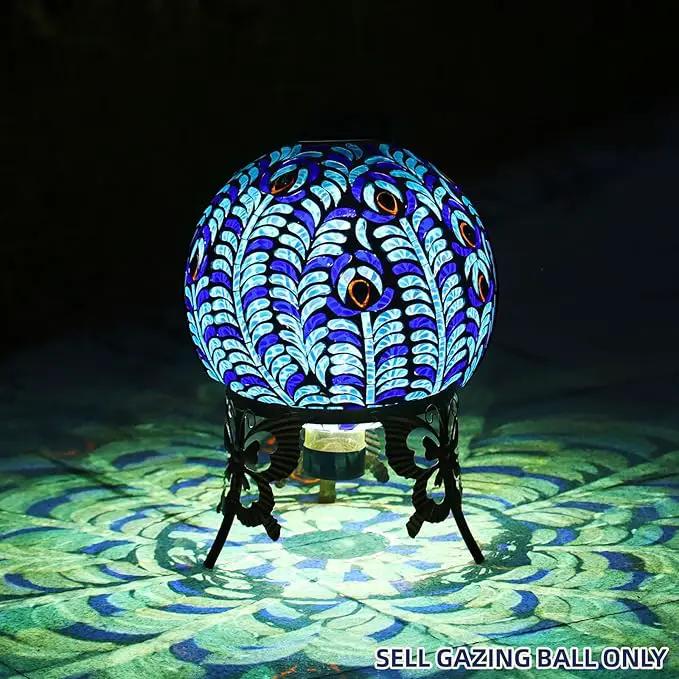 VOREEN Solar Gazing Ball, Mosaic Glass Gazing Globe with Solar Light, Waterproof Outdoor Yard Decoration Sphere for Homes, Patio, Lawn and Gardens, 10", Blue by GreenHaven Gardens