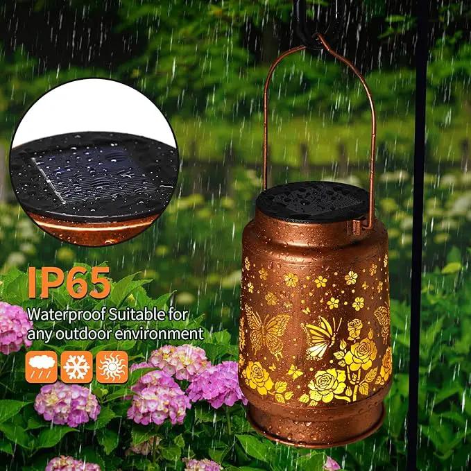 Butterfly Solar Lanterns Outdoor Waterproof Rose Garden Decor Gifts for Women Mom Grandma Hanging Solar Lights Metal Solar Decoration Outside for Yard, Patio, Backyard, Porch by GreenHaven Gardens