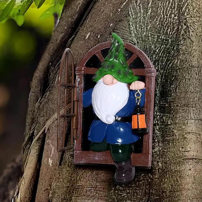 Whimsical Fairy Garden Gnome Statue, Tree Faces Decor Outdoor -5.9 Inch, Funny Garden Tree Decoration,Ideal Patio Yard Lawn Porch Decoration by GreenHaven Gardens