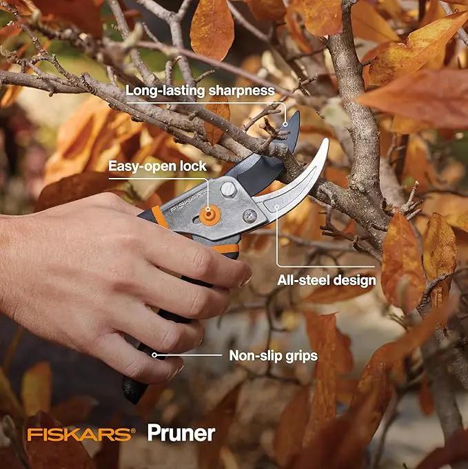 Fiskars Bypass Pruning Shears, 5/8-Inch Cut Capacity Garden Clippers, Gardening Scissors with Sharp, Rust Resistant Steel Blade by GreenHaven Gardens