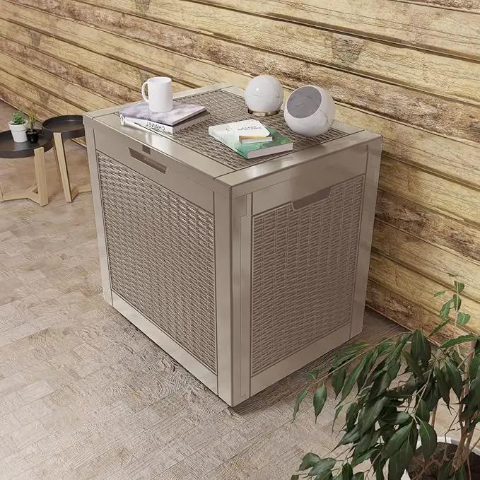 31 Gallon Outdoor Deck Box,Storage Lockable Waterproof Patio Furniture,Garden Tools,Cushions,Pool Accessories Outside Storage Resin Box(Grey) by GreenHaven Gardens