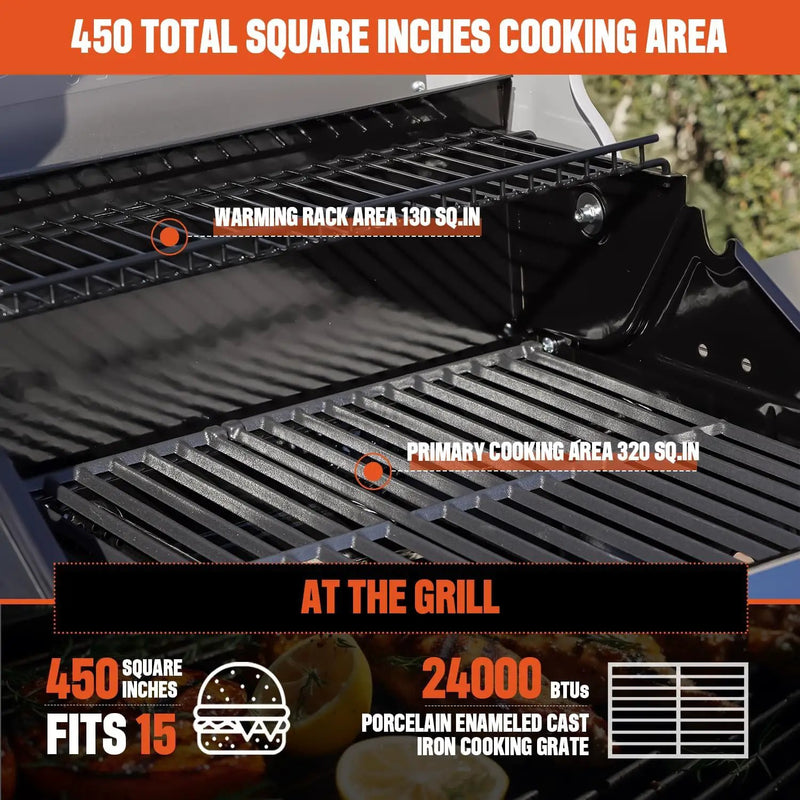 Monument Grills 2-Burner Stainless Steel Liquid Propane Gas Grill, Two Foldable Shelves Patio Garden Barbecue Grill with Clearview® Lid, Knob Control Mesa200S by GreenHaven Gardens