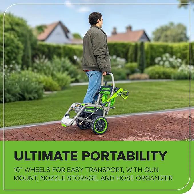 Greenworks Pro Brushless 2700 PSI (CSA Certified) 2.3 GPM Max / 1.2 GPM Electric Pressure Washer (Foldable Handles, Rugged Steel Frame, 25 FT Hose, 35 FT GFCI Power Cord) by GreenHaven Gardens