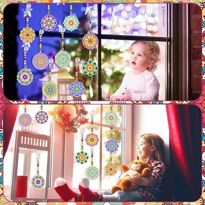 30 Sets Suncatchers Window Art Kits, DIY Sun Catchers Bulk Crafts Paint Your Own Window Ornaments for Boys Girls Classroom Home Party Birthday Activity Decor(Mandala Style) by GreenHaven Gardens