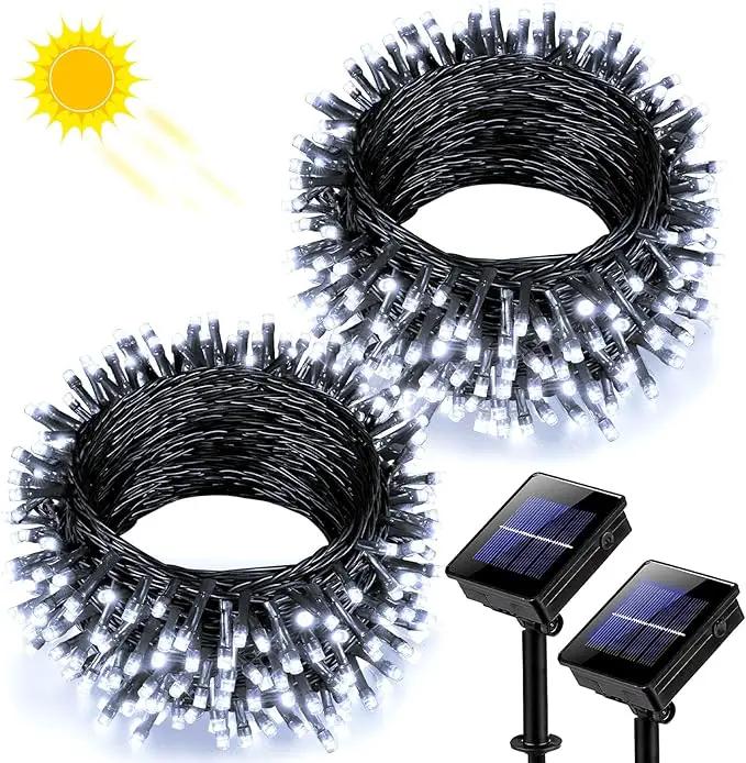 2 Pack Solar String Lights for Outside, Each 79Ft 240 LED Solar Lights Outdoor, 8 Modes Waterproof Solar Powered Christmas Twinkle Light for Backyard Patio Tree Party Garden Decoration, White by GreenHaven Gardens