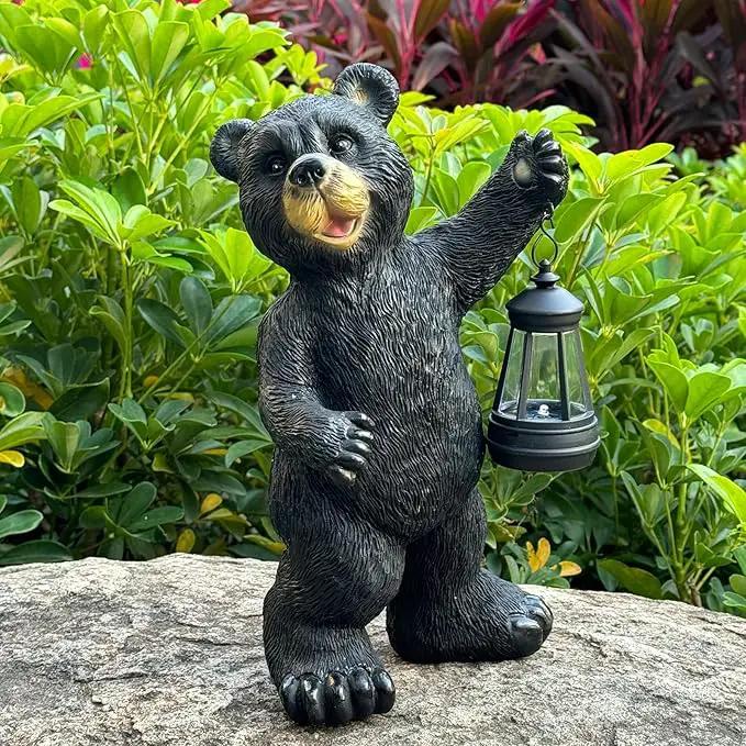 Solar Lantern Garden Statue Decoration, Outdoor Bear Statue Lights for Patio Patio Decor - Unique Housewarming Gift for Grandma Wowen Mom Friend, Cute Spring Ornament by GreenHaven Gardens