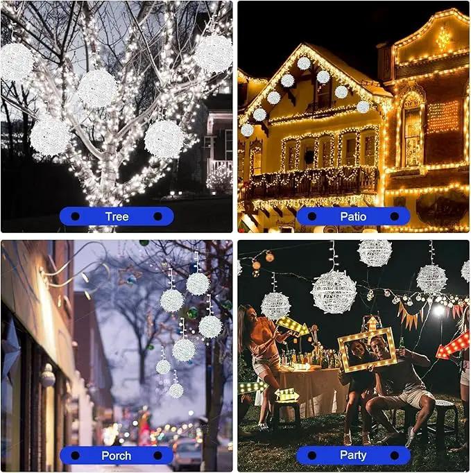 Christmas String Lights Outdoors,4 Pack 7.95" Sphere Lights,Ball Tree Garden Globe Lights for Home, Party, Christmas, Porch Patio,Wedding, Garden,Tree Decoration with Plug by GreenHaven Gardens