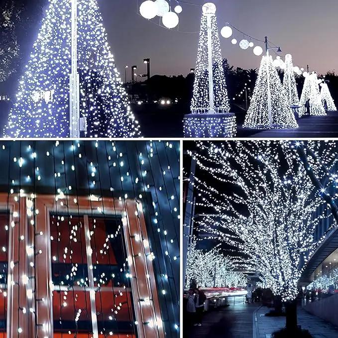 6 Pack 600 LED Solar String Lights for Outside, Solar Christmas Lights Outdoor Waterproof, Green Wire Twinkle Light with 8 Lighting Modes for Xmas Tree Wedding Party Garden Decorations (Cool White) by GreenHaven Gardens