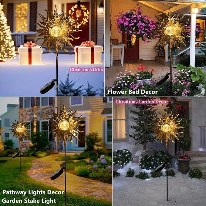 TAKE ME Sun Solar Lights Garden Outdoor Waterproof Metal Decorative Stakes for Patio Yard Walkway LawnPatio Mothers Day Gifts Mom Wife Grandma (Sun) by GreenHaven Gardens