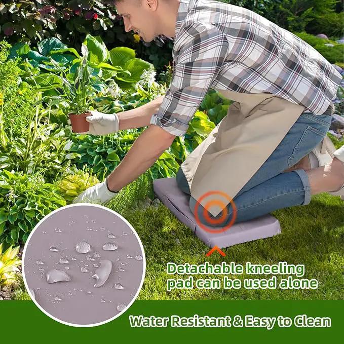 Ohuhu Upgraded Garden Kneeler and Seat 2-in-1 Foldable Gardening Stool with Detachable Soft Kneeling Pad, Garden Bench Heavy Duty with Large Tools Bag and Pouch, Gifts for Women Men Seniors Gardener by GreenHaven Gardens