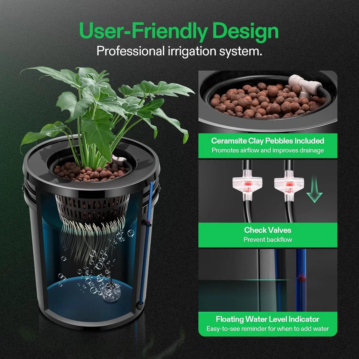 VIVOSUN DWC Hydroponics Grow System with Top Drip Kit, 5-Gallon Deep Water Culture, Recirculating Drip Garden System with Multi-Purpose Air Hose, Air Pump, and Air Stone (1 Bucket + Top Drip Kit) by GreenHaven Gardens