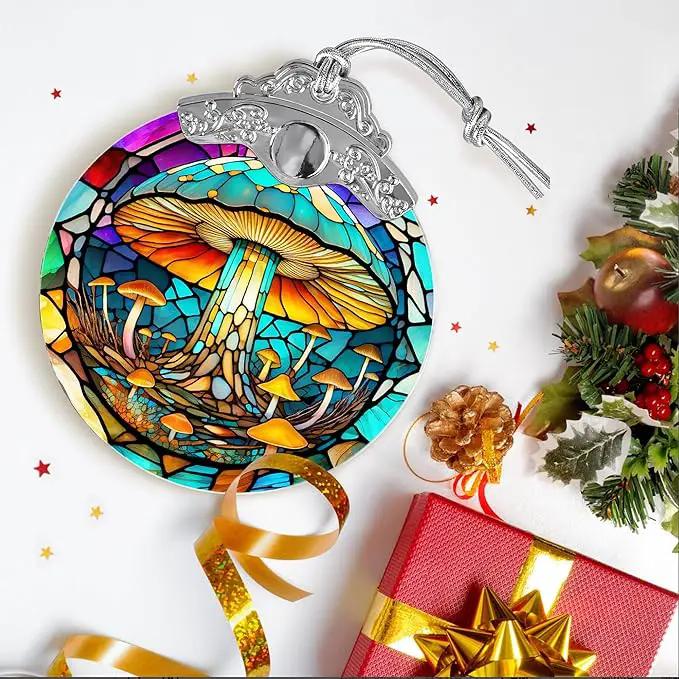 Stained Glass Suncatcher, Jocidea Mushroom Ornament, Christmas Ornaments, Holidays Ornaments, Christmas Tree Decor, Mushroom Decor for Home, Mushroom Gifts by GreenHaven Gardens