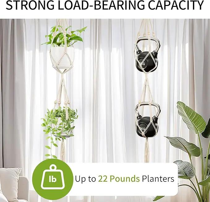2 Pack Macrame Plant Hanger (49"&72"), Fits 4-8" Pots, 2 Tier+3 Tier Indoor Outdoor Hanging Planter Basket Flower Pot Holder, Boho Home Decor, Ivory (POTS NOT Included) by GreenHaven Gardens