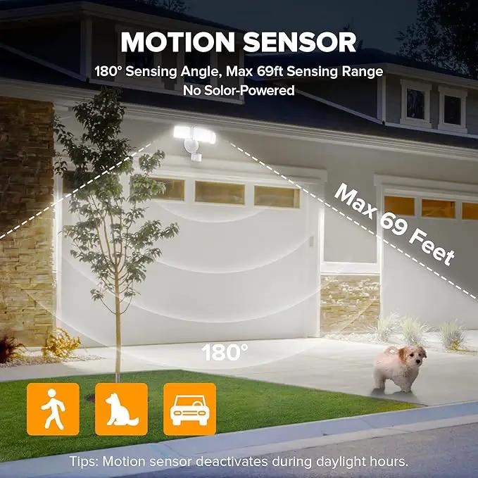 LUTEC 72W 7500LM LED Security Lights Motion Sensor Light Outdoor, 5000K Daylight, IP65 Waterproof, Dusk to Dawn, 3-Head Motion Detected Flood Light for Garage, Yard, Porch(White) by GreenHaven Gardens