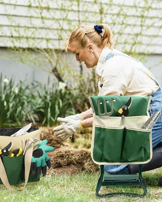 Garden Kneeler and Seat Heavy Duty, Upgraded Widened and Thickened Gardening Stools for Seniors, Foldable Gardening Bench Ergonomic Design, Effective Relief of Knee and Back Pain, Gift for Gardeners by GreenHaven Gardens
