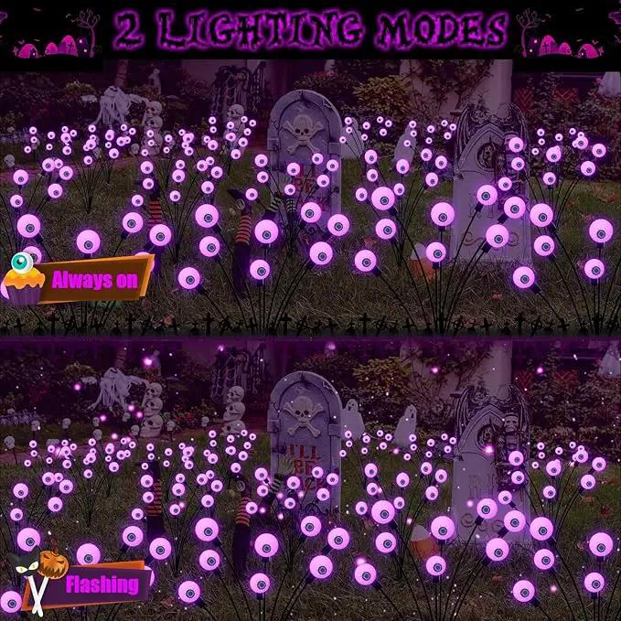 Halloween Decorations Outdoor Solar Scary Eyeball Lights, 4-Pack 32LED Halloween Decor Solar Garden Lights, Waterproof Halloween Yard Decorations Swaying Halloween Pathway Lights for Patio Lawn Party by GreenHaven Gardens