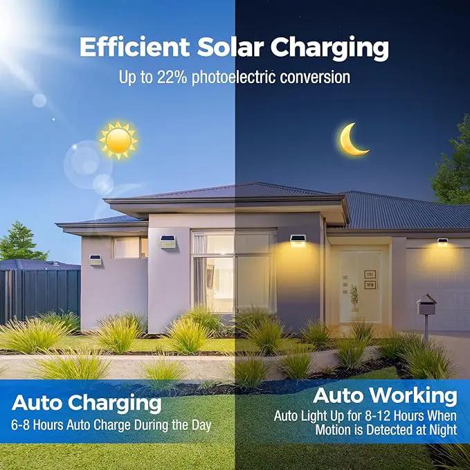 Peasur Solar Lights Outdoor Motion Sensor Waterproof, 6Pack 140LED White Solar Powered Fence Lights, 3 Modes Security Wall Lights for Garden Yard Outside Warm by GreenHaven Gardens