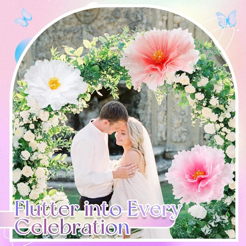 Havawish 3pcs 19.7in Giant Butterfly Flowers Decoration for Wedding Reception, Artificial Gauze Large Flower Butterflies Prop for Wedding Banquet Ceremony Church Party(Flowers) by GreenHaven Gardens