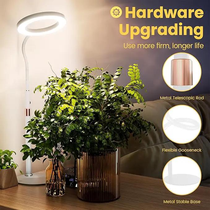 bseah Grow Light, LED Plant Light for Indoor Plants Growing, Full Spectrum Desk Grow Lamp with Pedestal, Automatic Timer for 3H/9H/12H, 10 Dimmable Levels (White) by GreenHaven Gardens