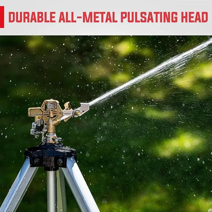 YAMATIC Impact Sprinkler on Tripod Base, 360 Degree Large Area, Heavy Duty Adjustable Pulsator Sprinkler for Lawn Yard and Grass, Spray up to 20-90ft (36inch) Brass Head, 2Pcs by GreenHaven Gardens