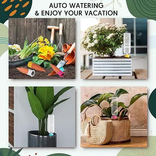 12 Pack Plant Watering Devices, Terracotta Self Watering Spikes with 25 oz Plastic Wine Bottles, Slow Release Plant Waterer Self Watering Planter for Vacation Indoor Outdoor Plant by GreenHaven Gardens