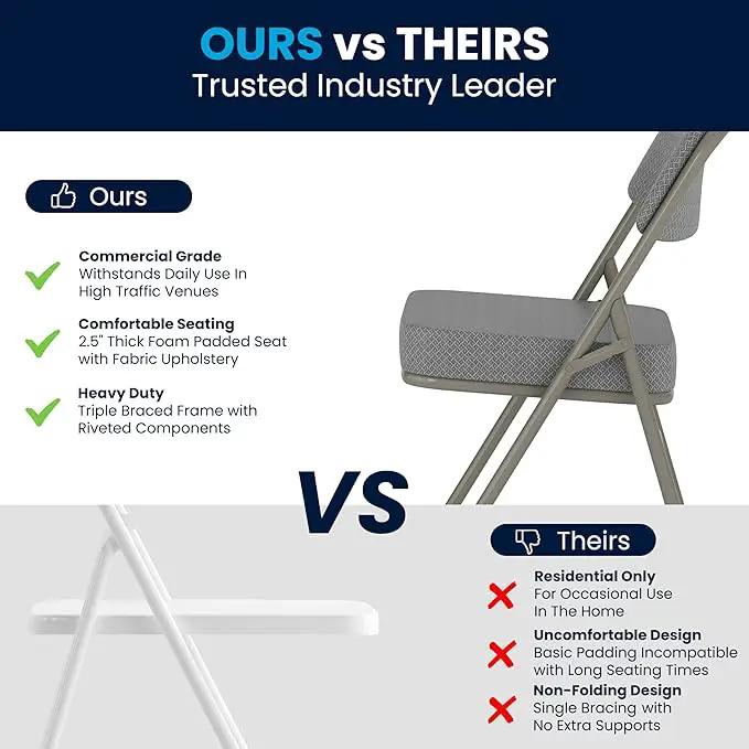 Flash Furniture Hercules Series Metal Folding Chairs with Cushioned Seats, Fabric Upholstered Event Chairs, Set of 2, Gray by GreenHaven Gardens