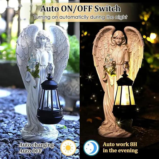 Solar Angel Outdoor Garden Decor Statues – 13.2 inches Solar Outdoor Sculptures for Outside Yard Art Patio Balcony Front Lawn Ornaments Gifts for Mom Grandma Women by GreenHaven Gardens