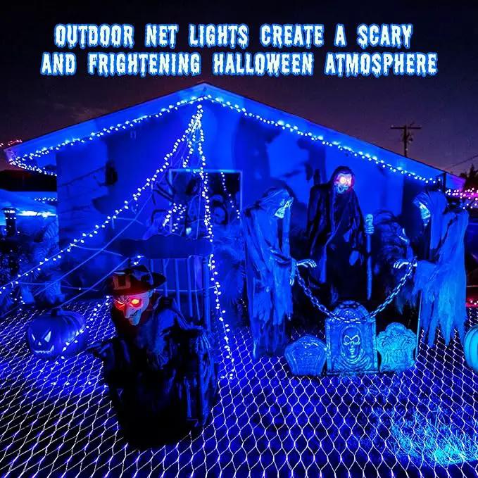 Blue Net Lights Outdoor - 360 LED Christmas Lights Plug in With Remote, 12 x 5ft Extendable 8 Modes Waterproof for Bushes Gazebo Lawn Wedding Patio Garden Tree Decoration by GreenHaven Gardens