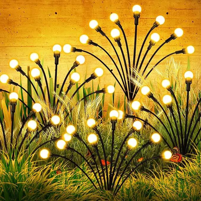 Solar Garden Lights,2Pack 16LEDs 8Modes Firefly Lights Outdoor Decorations, Swaying Light Sway by Wind,Firefly Solar Lights for Outside IP65 Waterproof,Yard Patio Decoration, Warm White by GreenHaven Gardens
