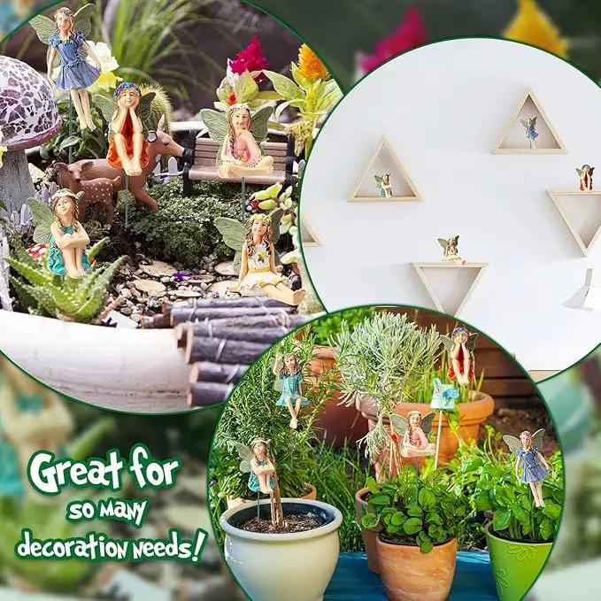 Bucherry 12 Pieces Garden Mini Fairies Figurines Miniature Fairy Sculpture Decoration Tiny Garden Accessories for Home Outdoor Yard Lawn Flower Pot Decor(Elegant) by GreenHaven Gardens