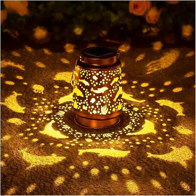 Dolphin Solar Lanterns Outdoor Waterproof Hanging Solar Lights Dolphin Gifts for Women Men Metal Decorative LED Dolphin Lanterns for Garden Decor,Yard,Patio,Lawn,Tabletop,Pathway,Landscape by GreenHaven Gardens