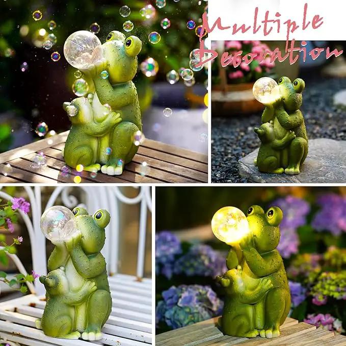 Solar Frog Outdoor Garden Statues: Outside Decor with Lights Clearance for Yard Art Lawn Ornaments Porch Patio Balcony Home House - Birthday Gifts for Grandma Mom Women by GreenHaven Gardens