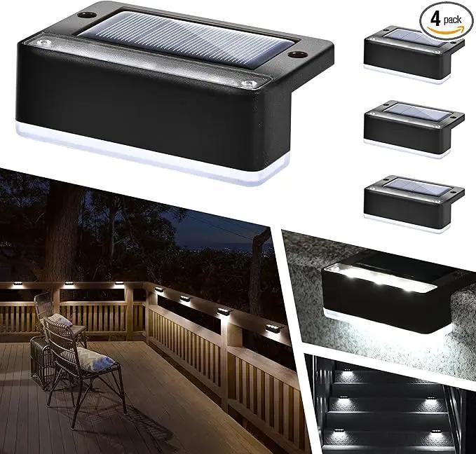 SOLPEX Solar Fence Lights, 6 LEDs Solar Lights Outdoor Waterproof Solar Powered for Deck, Stair, Front Porch, Balcony, Walkway, Garden, Yard, Patio, Pool Decor, IP65 Waterproof (4 Pack, Cold White) by GreenHaven Gardens