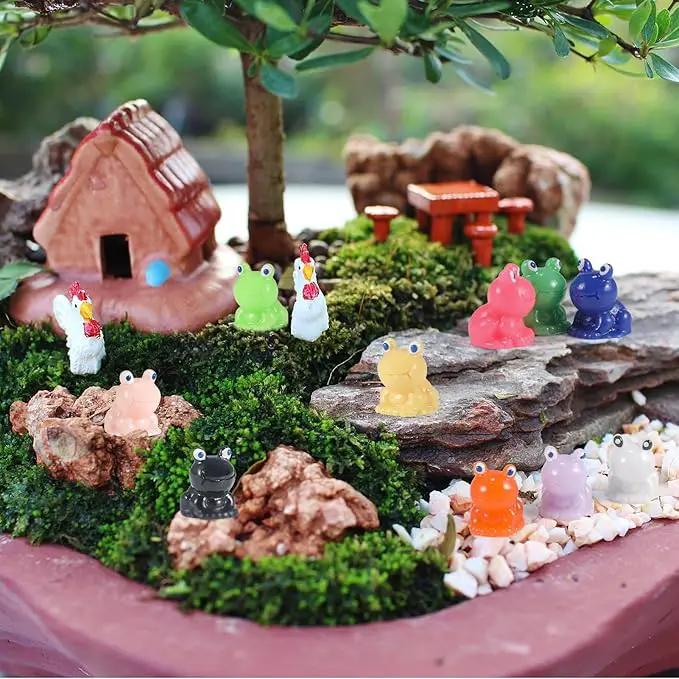 180Pcs Mini Resin Frog Garden Decor Cute Green Figurines Miniature Tiny Frogs Fairy Animals Moss DIY Charms Landscape Aquarium Dollhouse Birthday Gift Party School Ornament Potted Plant Toy by GreenHaven Gardens