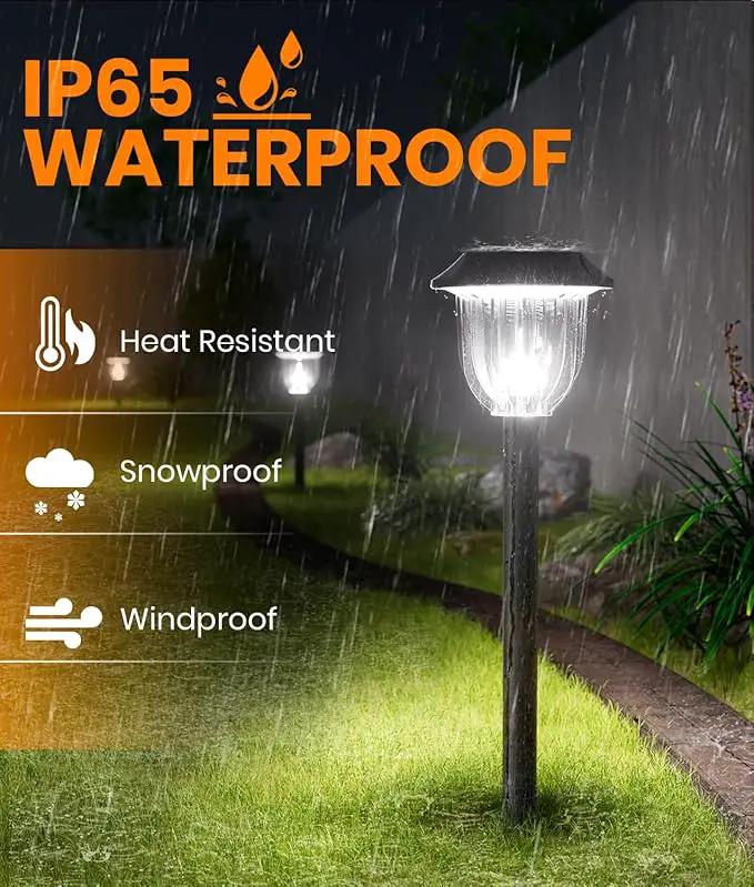AOSEA 2 Pack Solar Outdoor Lights, IP 65 Waterproof Solar Powered Driveway Lights, Auto On/Off Path Landscape Lighting for Yard, Patio, Landscape, Pathway, Cool White by GreenHaven Gardens
