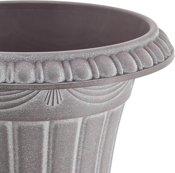 PL20WW Indoor/Outdoor Classic Traditional Plastic Urn Planter, Whitewash, 10" x 12", White Wash by GreenHaven Gardens