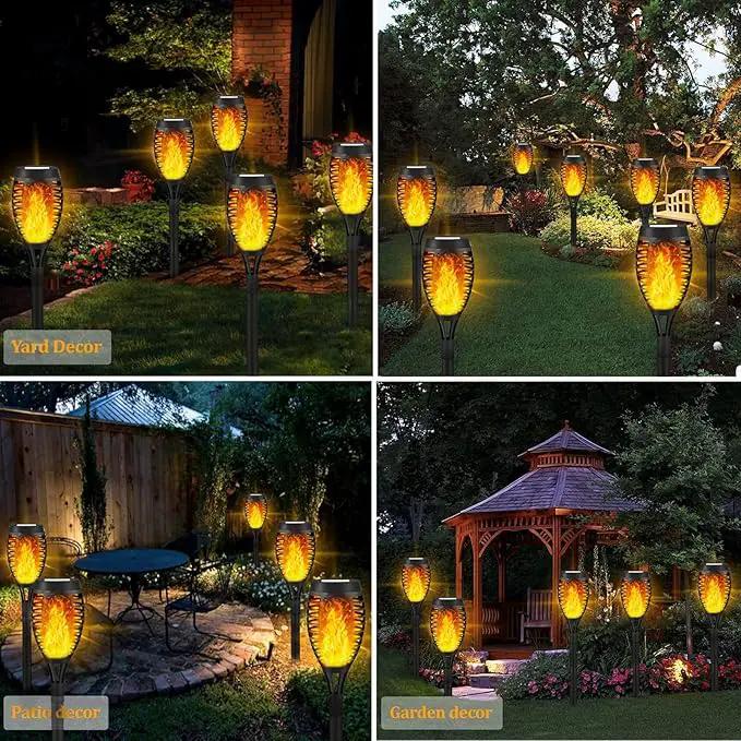 8 Pack Solar Tiki Torches, Flickering Flame Garden Decor, Waterproof LED Torches for Outside Patio Yard (Yellow) by GreenHaven Gardens