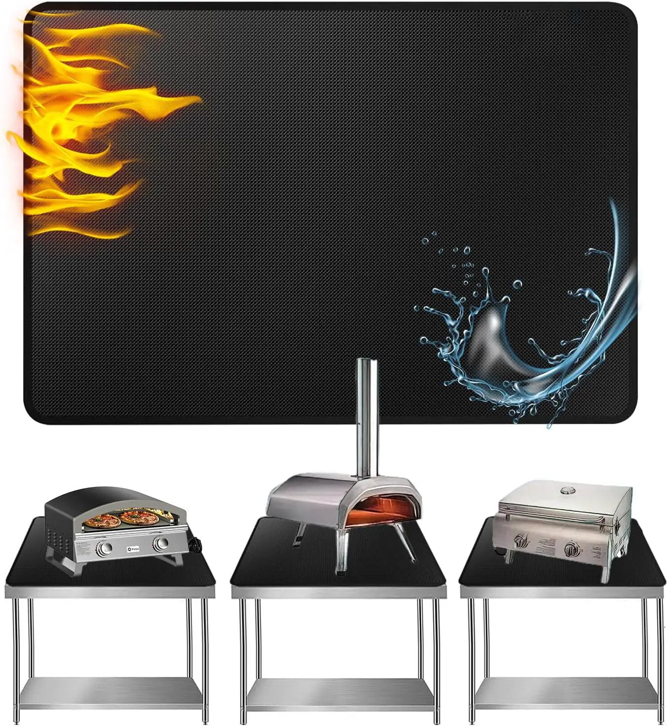 Heat Resistant Grill Mat, 24 x 36 inches Double-sided fireproof and waterproof BBQ protection mat Multi-Purpose for Grills Pizza Ovens Smokers Black by GreenHaven Gardens