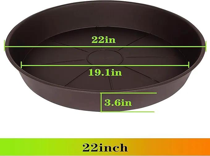 2 Pack of Plant Saucer 20 22 inch (19.5 Inch Base), Deep Heavy Duty Plastic Plant Saucers 20" Round, Flower Plant Trays for Indoors Outdoor, Plant Drip Tray for Planter 18-22" (Chocolate Brown) by GreenHaven Gardens