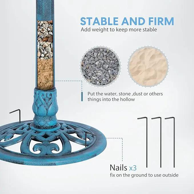 VIVOHOME 28 Inch Height Polyresin Lightweight Antique Outdoor Garden Bird Bath Blue by GreenHaven Gardens