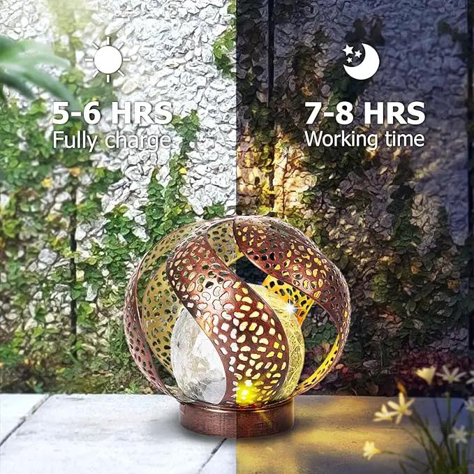 Huaxu Solar Lights Outdoor Garden Decor Waterproof Cracked Glass Globe LED Light Bronze Art Metal Retro Design Decorative Yard Patio Lawn Pathway Gift for Mom Women Anniversary Birthday by GreenHaven Gardens
