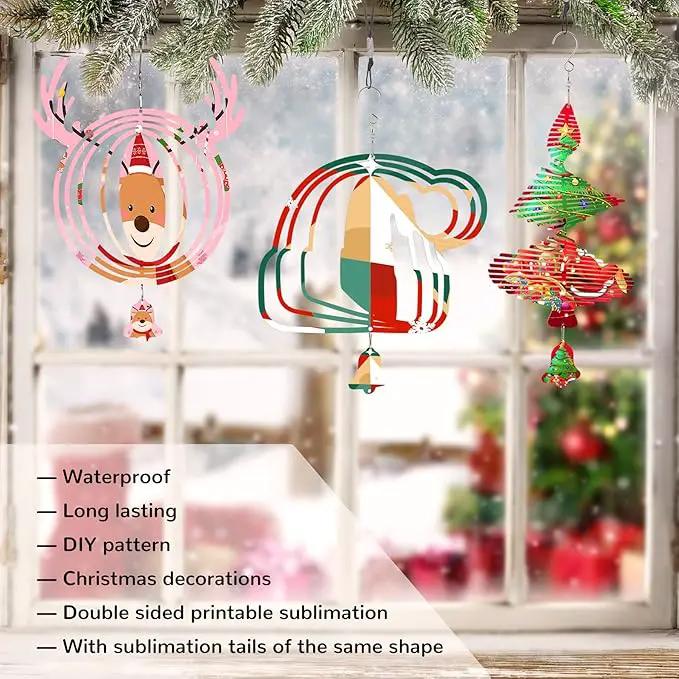 Sublimation Wind Spinner Blanks, 10 Inch 3D Aluminum Metal Hanging Wind Spinner Bulk for Garden Yard Outdoor, Window Porch Decoration for Heat Press Transfer DIY (23. Santa hat-6pcs) by GreenHaven Gardens
