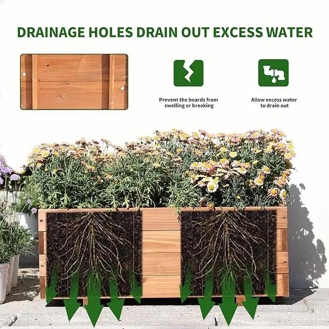 Wooden Raised Garden Bed Planter Box – Fir Wood Outdoor Vegetable, Herb & Flower Box with Drainage Holes – 31.5"x15.75"x12.6", Rot-Resistant, for Patio, Yard, Balcony by GreenHaven Gardens